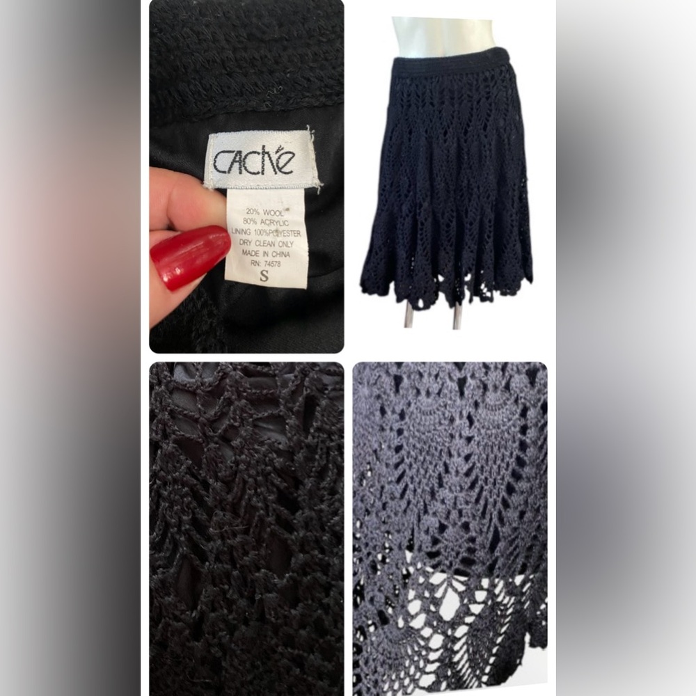 Cache Wool Blend Crochet Overlay Black Skirt Size Women’s size Small